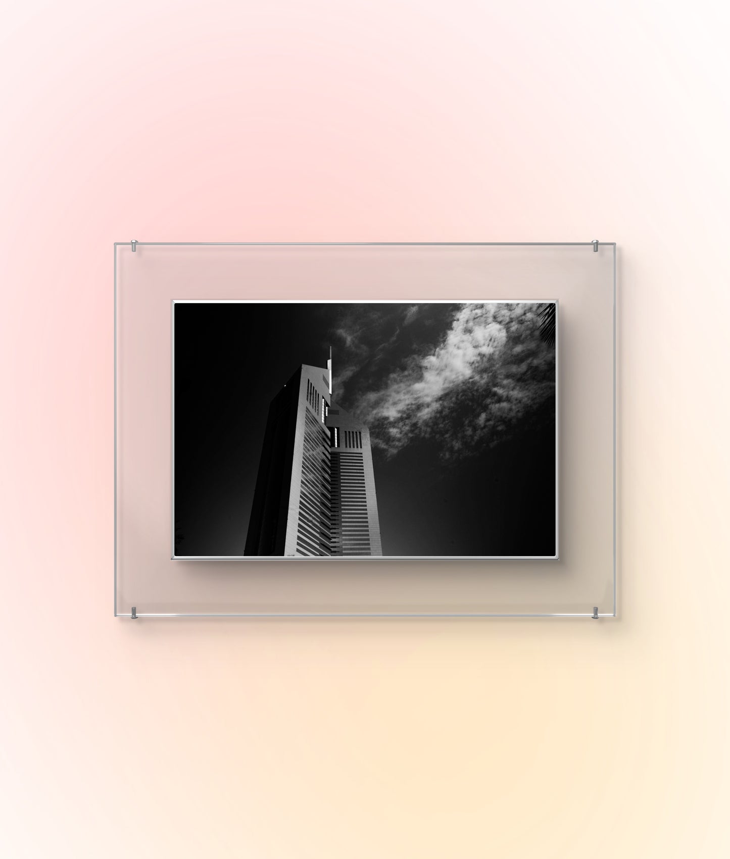 Embracing clouds - Emirates Towers, Black & White Fine Art Download