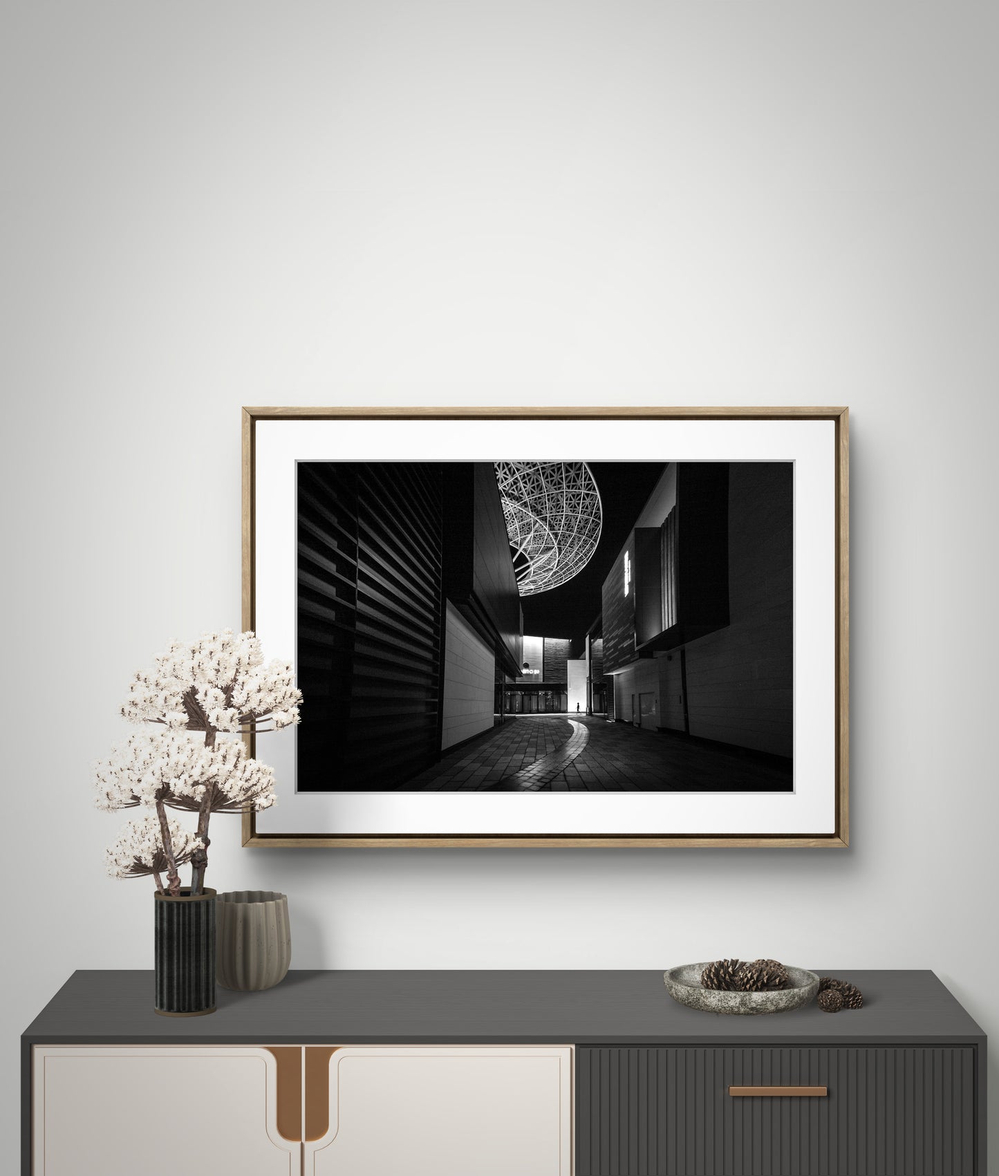 Geometrical streets - Blue waters, Black & White Fine Art Download