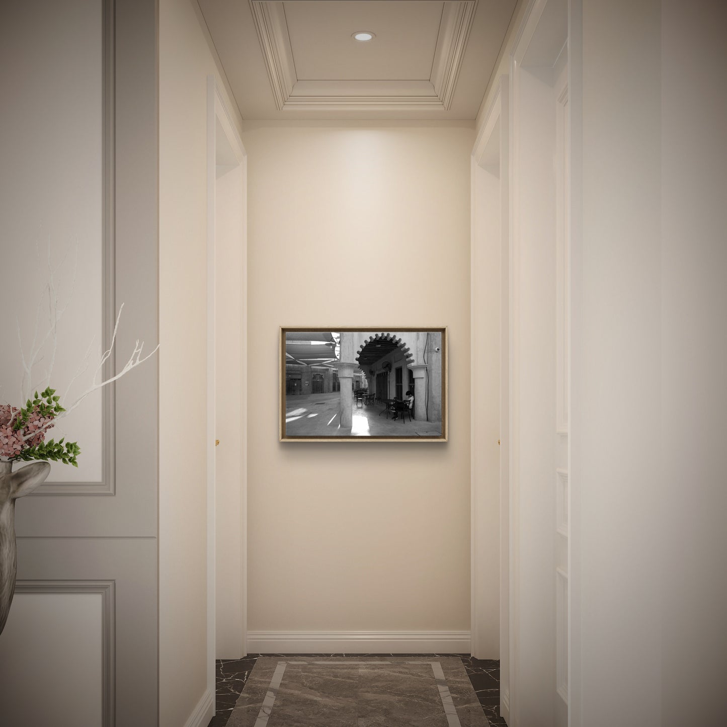Drifting Away - Al Seef Street, Black & White Fine Art Download