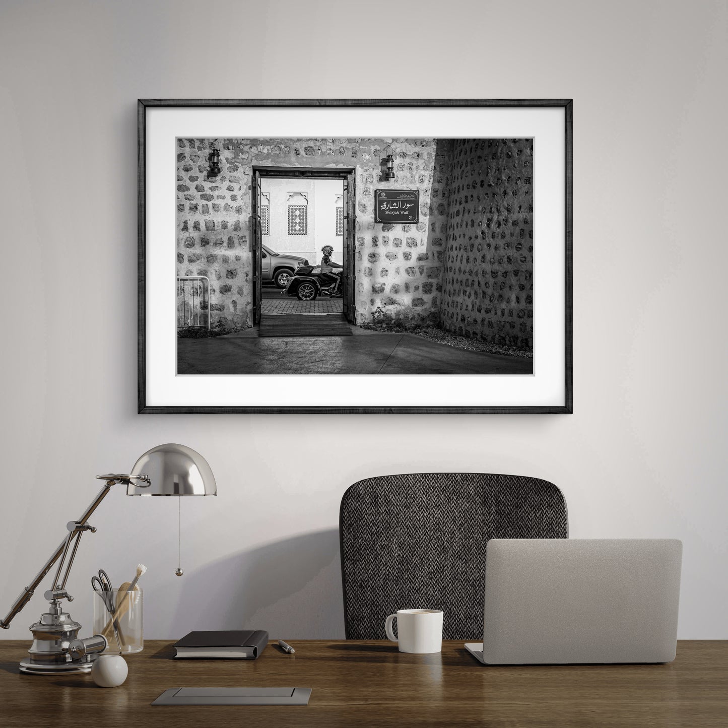 Sharjah Wall - Street, Black & White Fine Art Download