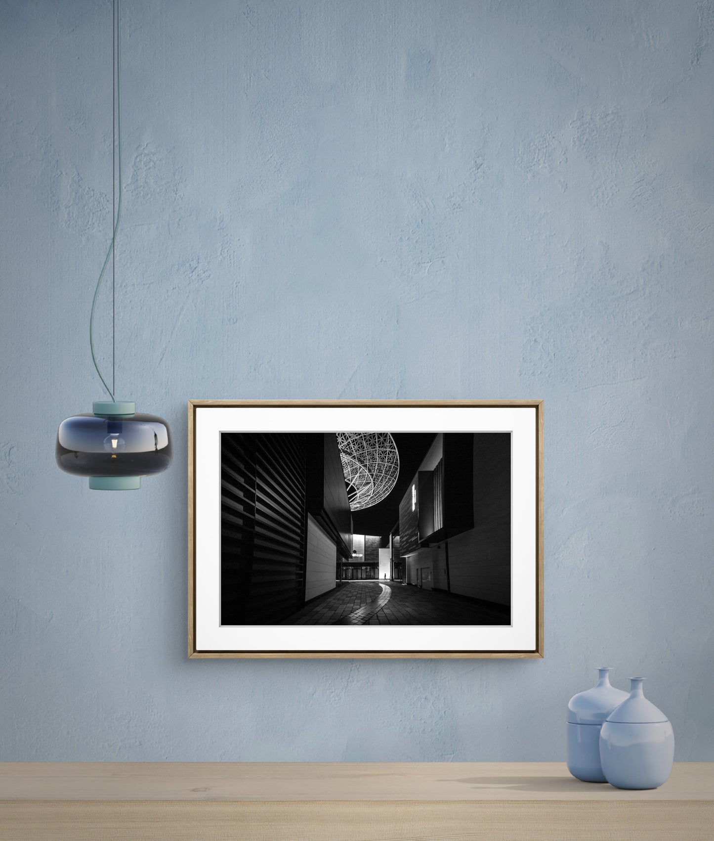 Geometrical streets - Blue waters, Black & White Fine Art Download
