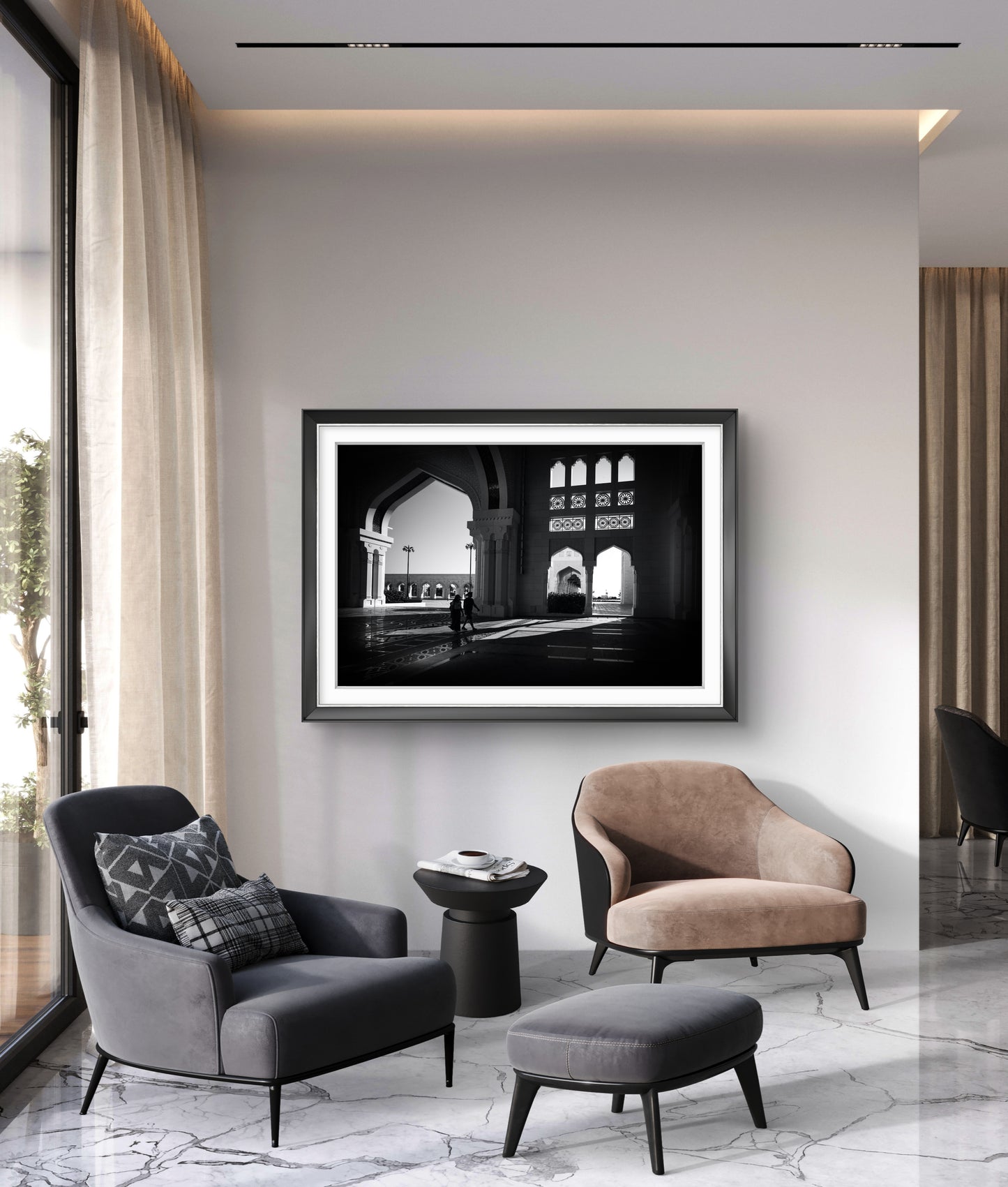 Majestic -  Qasr Al Watan, Black & White Fine Art Download