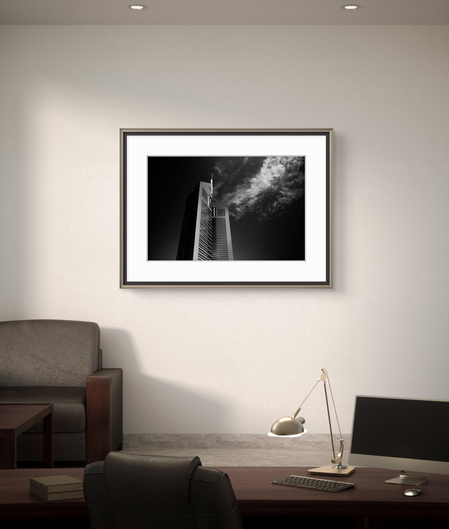 Embracing clouds - Emirates Towers, Black & White Fine Art Download