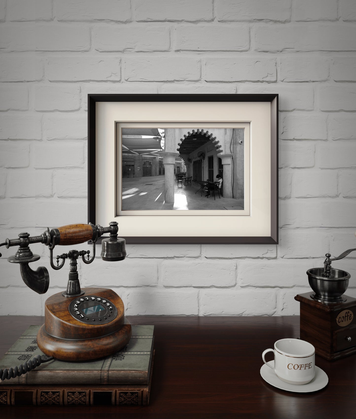 Drifting Away - Al Seef Street, Black & White Fine Art Download