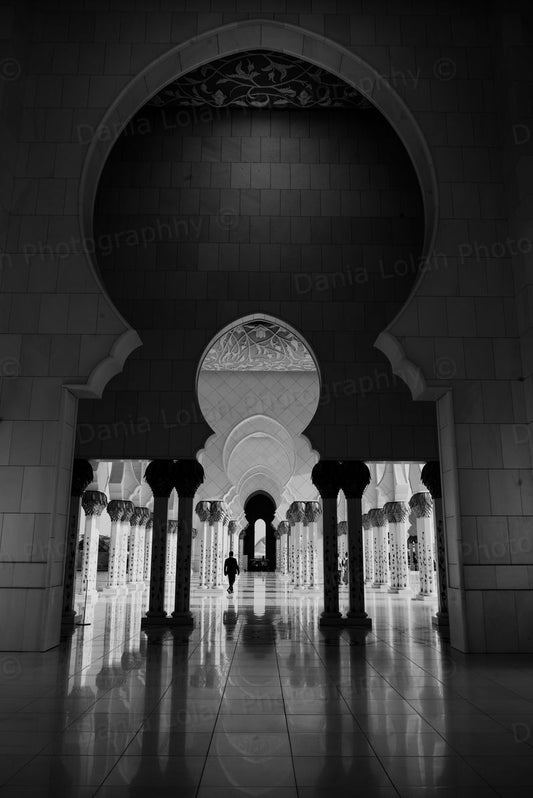Arches - Grand mosque, Fine art black and white download