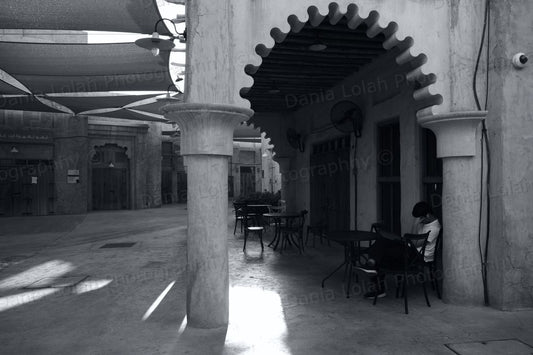 Drifting Away - Al Seef Street, Black & White Fine Art Download